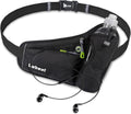 Waist Pack, Waterproof Hydration Belt with Water Bottle Holder, Adjustable Fanny Pack for Running, Hiking, Walking, Cycling, Black