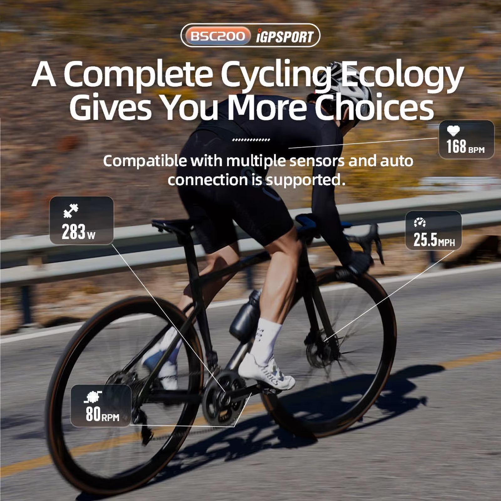 For BSC200 Electronic Waterproof GPS Bicycle Computer Barometric Altimeter 2.5 Inch Screen Rechargeable Battery ANT+
