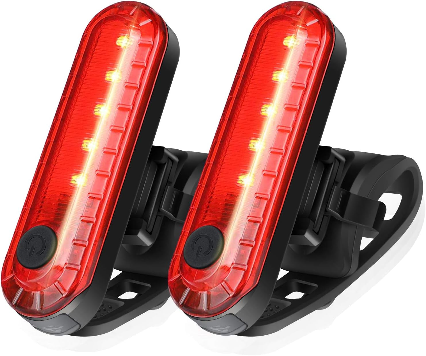 USB Rechargeable LED Bike Tail Lights 2 Pack, Bright Bicycle Cycling Rear Light, 4 Light Mode Options Safety Bike Light for Adults Kids Men Women Road Mountain(2 USB Cables Included)