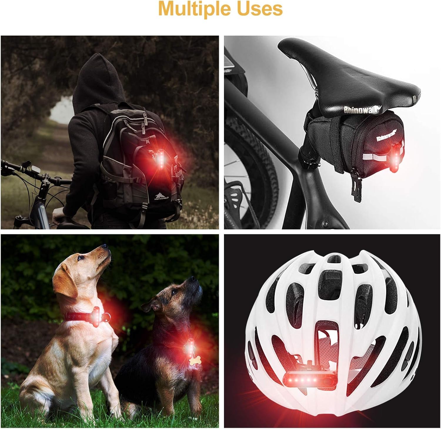 USB Rechargeable LED Bike Tail Lights 2 Pack, Bright Bicycle Cycling Rear Light, 4 Light Mode Options Safety Bike Light for Adults Kids Men Women Road Mountain(2 USB Cables Included)