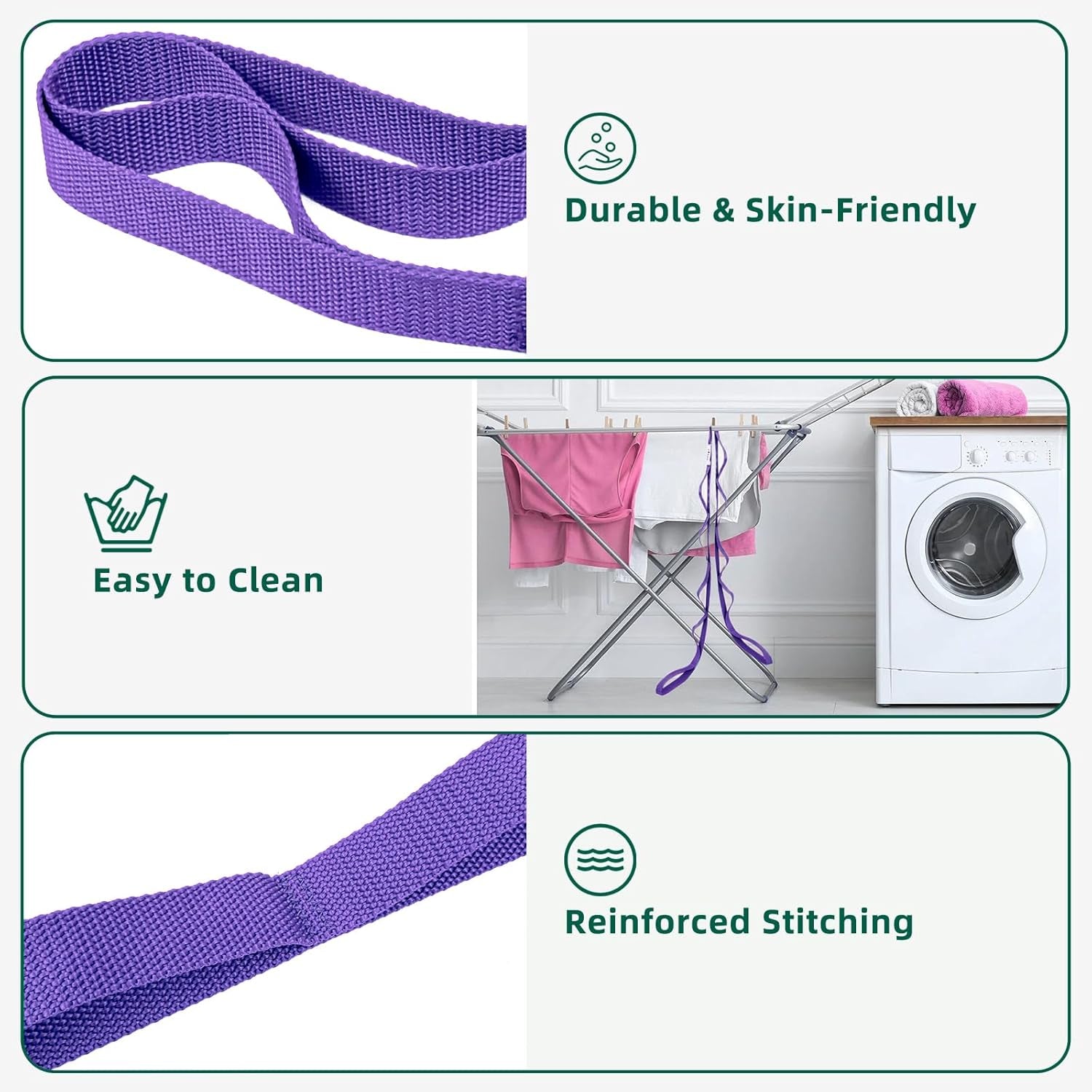 Stretching Strap Yoga Straps for Physical Therapy, 10 Loops Non-Elastic Stretch Band for Pilates, Flexibility, Exercise and Gymnastics