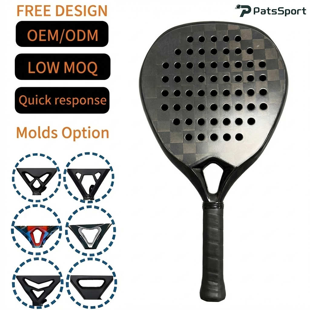 Professional Factory Customizable Padel Tennis Racket High Quality 18K Carbon Fiber Surface with EVA Foam Core Polyester Net