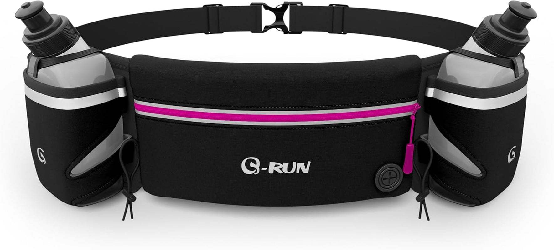 Hydration Running Belt with 2 X 10Oz Water Bottles, No Bounce Adjustable Waist Belt for Men & Women, Marathon Running Gear