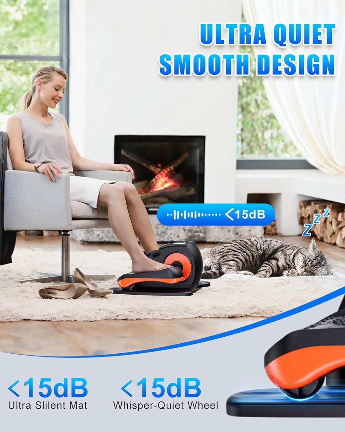 under Desk Elliptical Machine, Electric Elliptical Leg Exerciser for Seniors with 12 Adjustable, Portable Quiet Elliptical Exercise Machine, Seated Pedal Exerciser with Remote Control