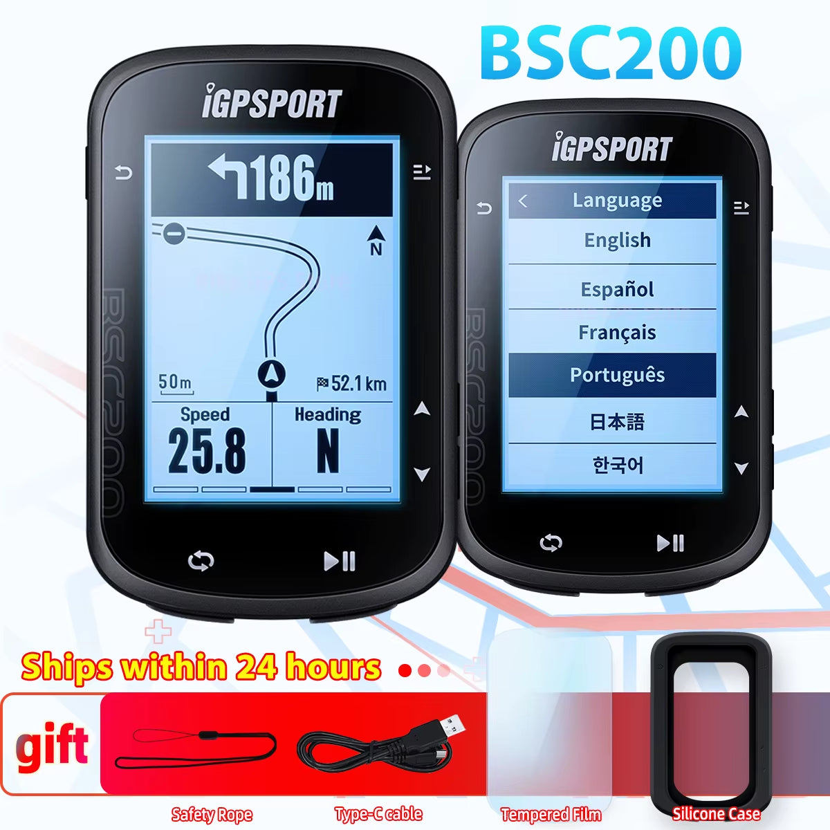 For BSC200 Electronic Waterproof GPS Bicycle Computer Barometric Altimeter 2.5 Inch Screen Rechargeable Battery ANT+