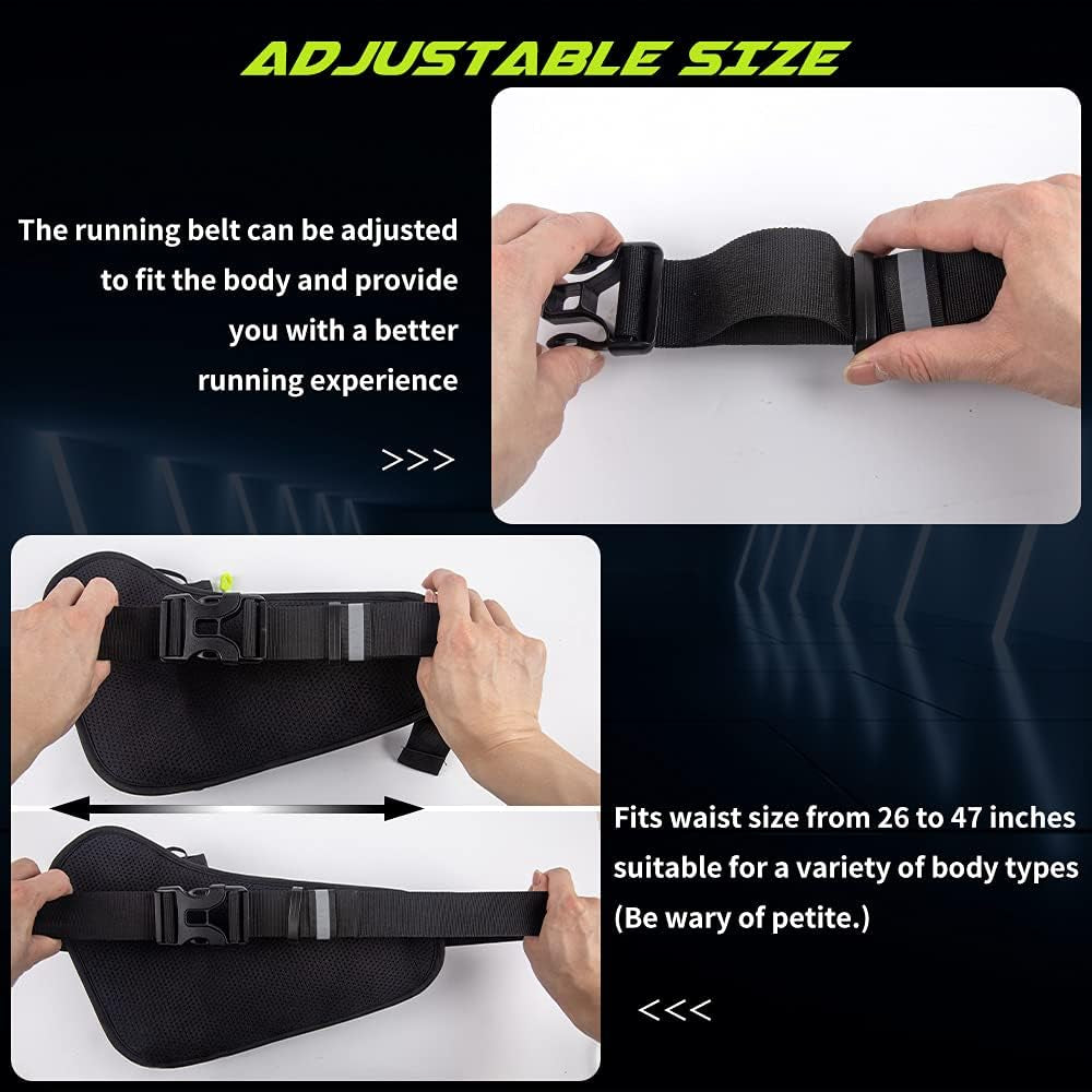 Waist Pack, Waterproof Hydration Belt with Water Bottle Holder, Adjustable Fanny Pack for Running, Hiking, Walking, Cycling, Black